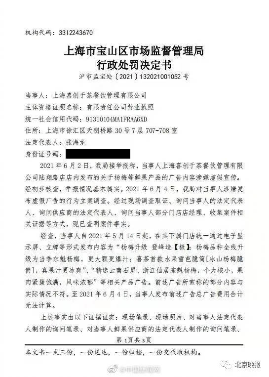 被罚45万元！曾被曝卫生质量问题ag旗舰厅网站因涉嫌虚假宣传喜茶(图4)